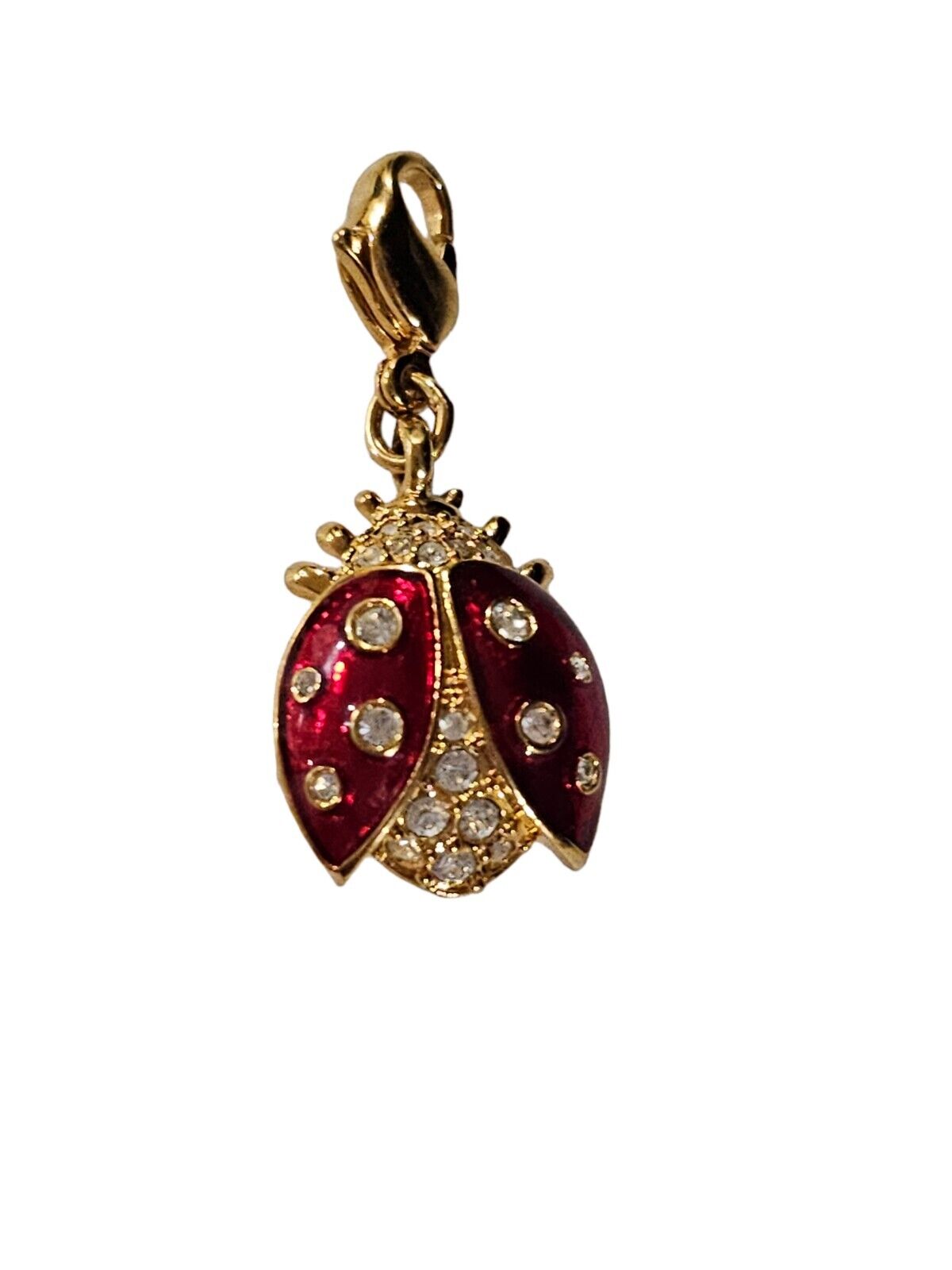 Swarovski Crystal Charm Lady Bug Charm Red Gold Insect Jewelry