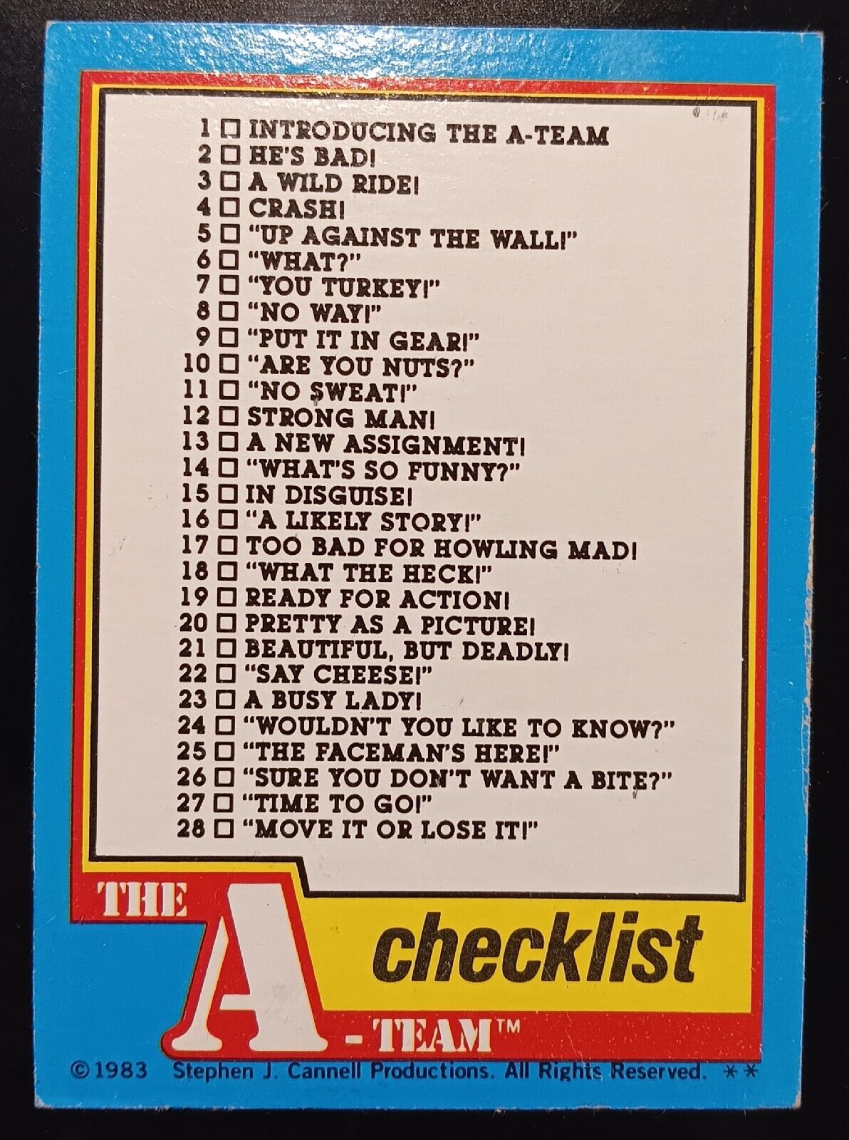 1983 Topps The A-Team #66 Checklist