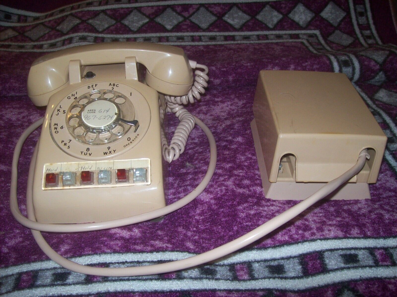 Vintage 1974 ITT Rotary Dial Multi Line Button Desk Phone Almond 