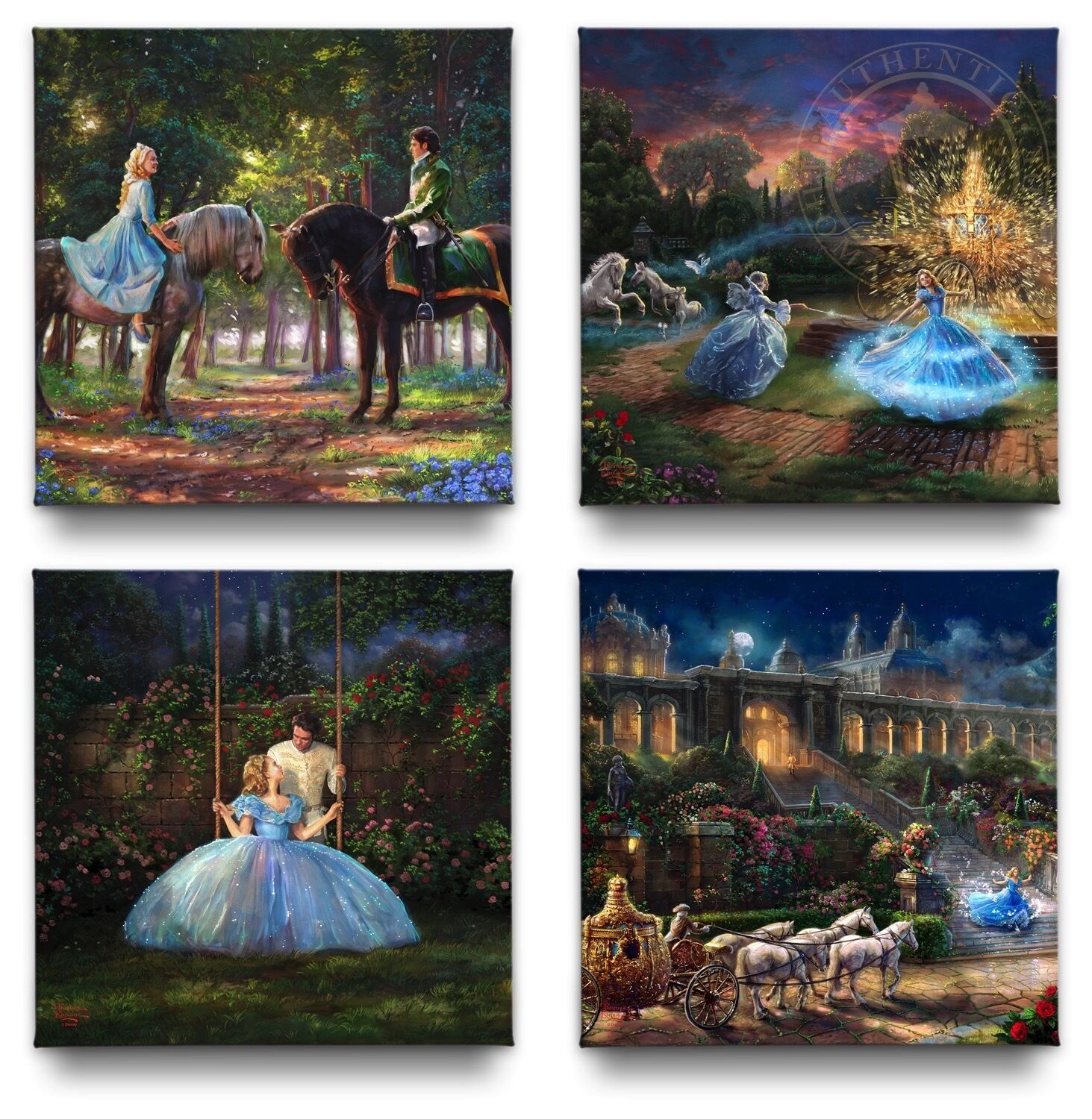 Thomas Kinkade Studios Disney Cinderella Gallery Wrapped Canvases (Set of 4)
