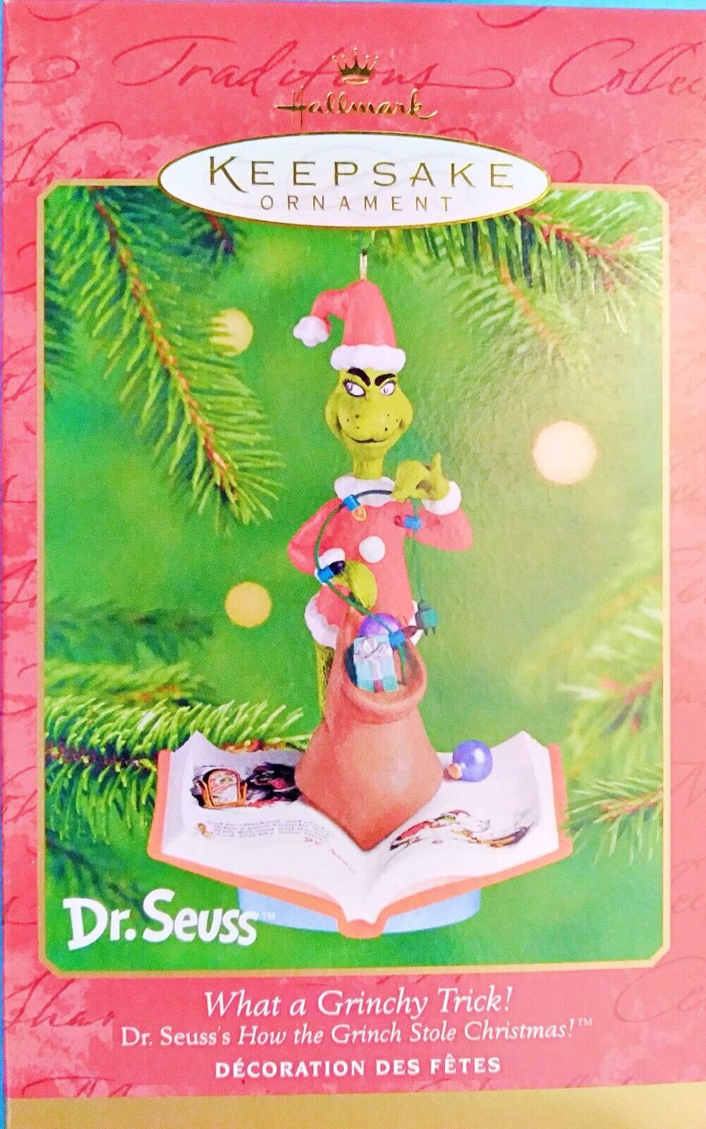 GRINCH - What A Grinchy Trick - 2001 Hallmark Dr. Seuss Christmas Ornament Box