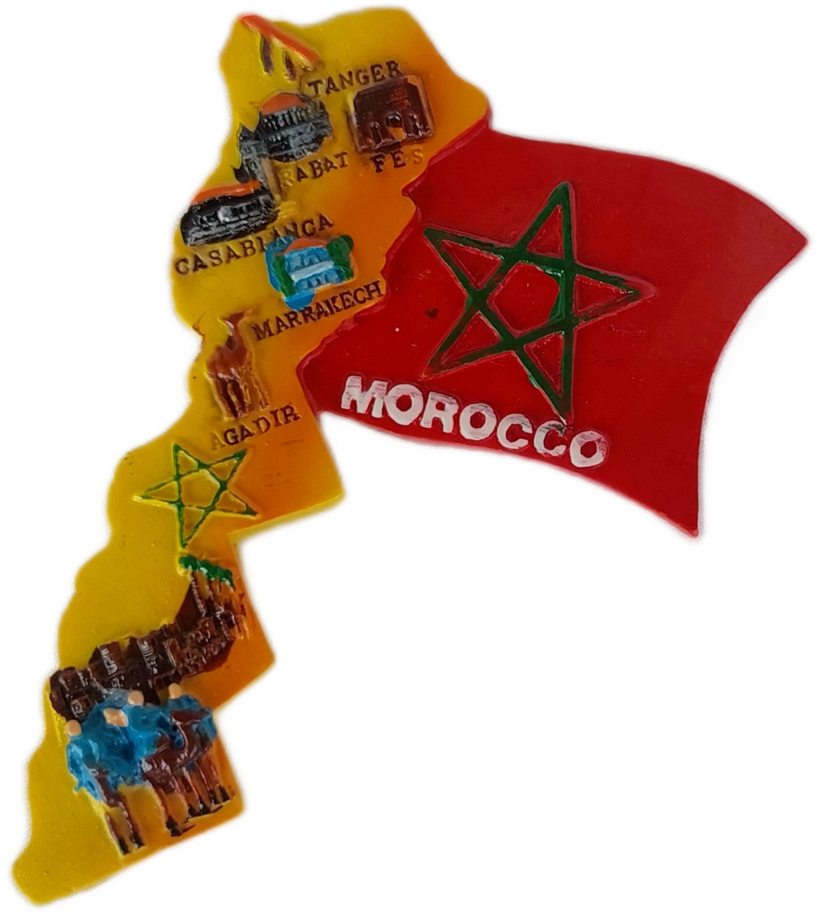New Souvenir Fridge Magnet ceramics Map flag love Morocco Marrakesh Casablanca