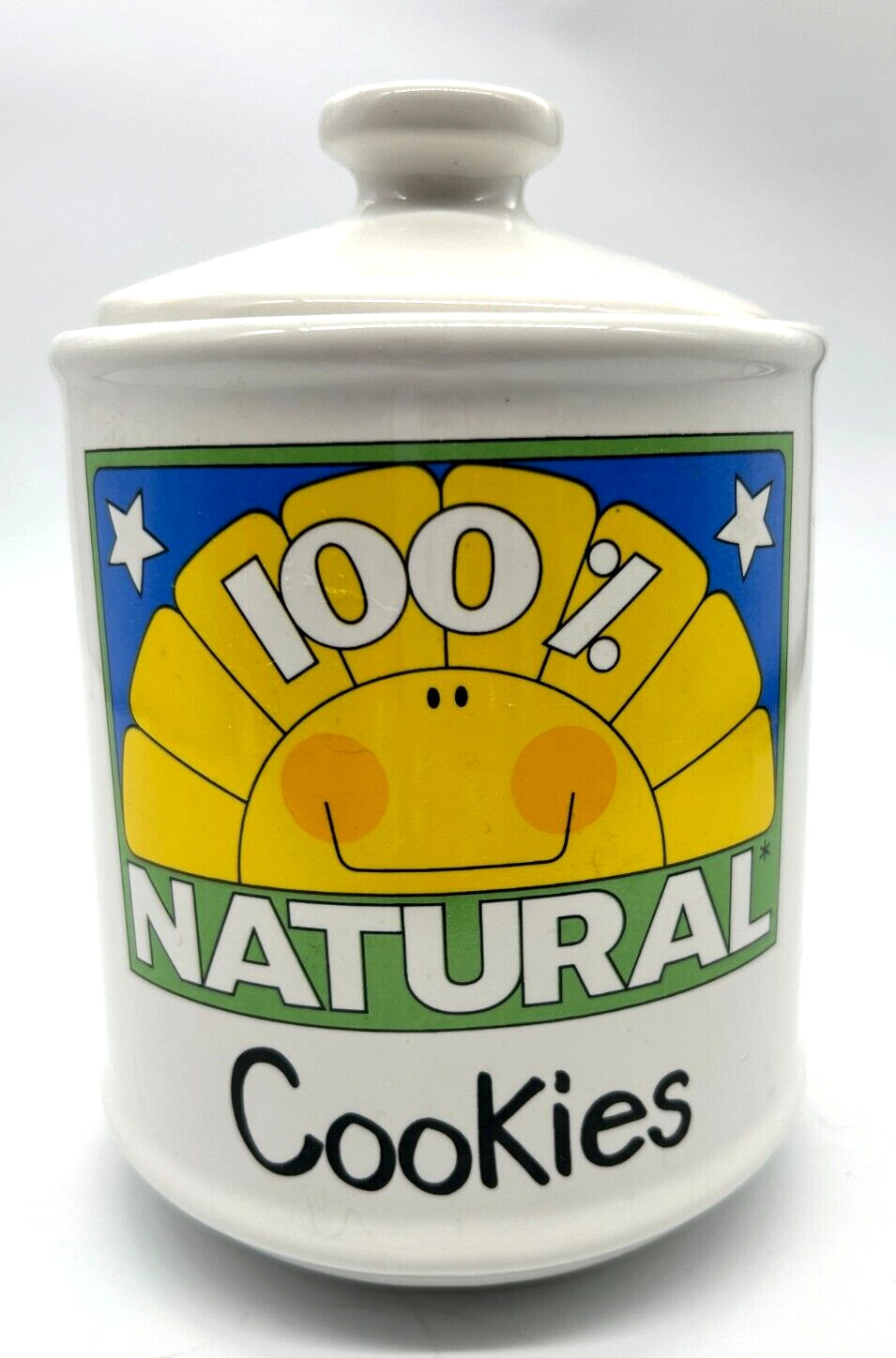 Vintage Cute 100% Natural Cookies Jar Organic Healthy Vegan Crunchy Sunshine