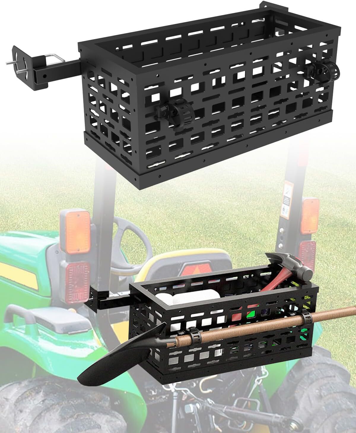 Universal-Fitting Tractor Tool Box/Tray with24x10x10in Heavy Duty Multi-Function