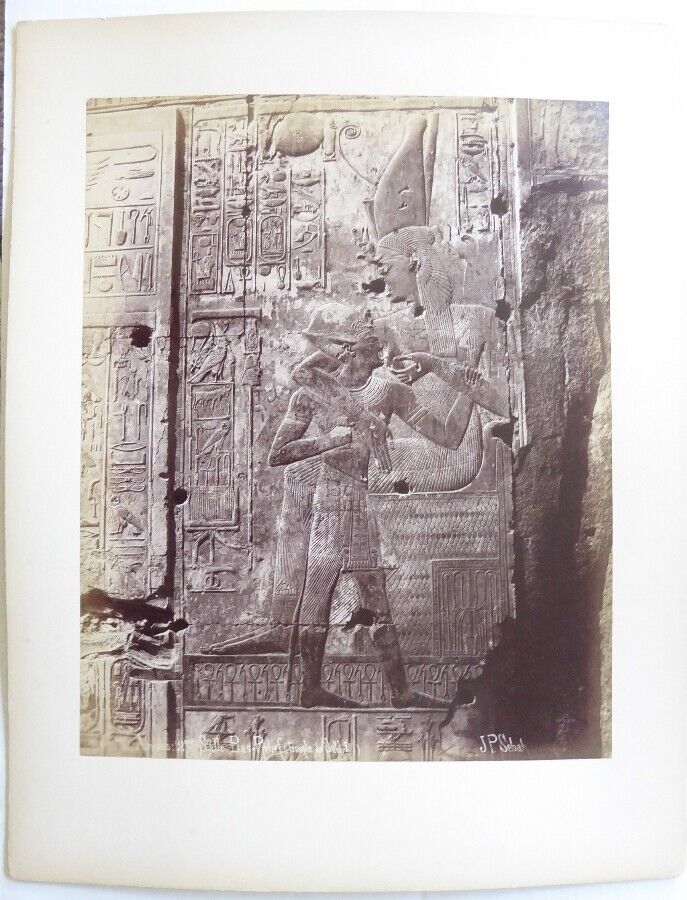 19th Century Albumen Egyptian Seti I Relief by Sebah Egypt 