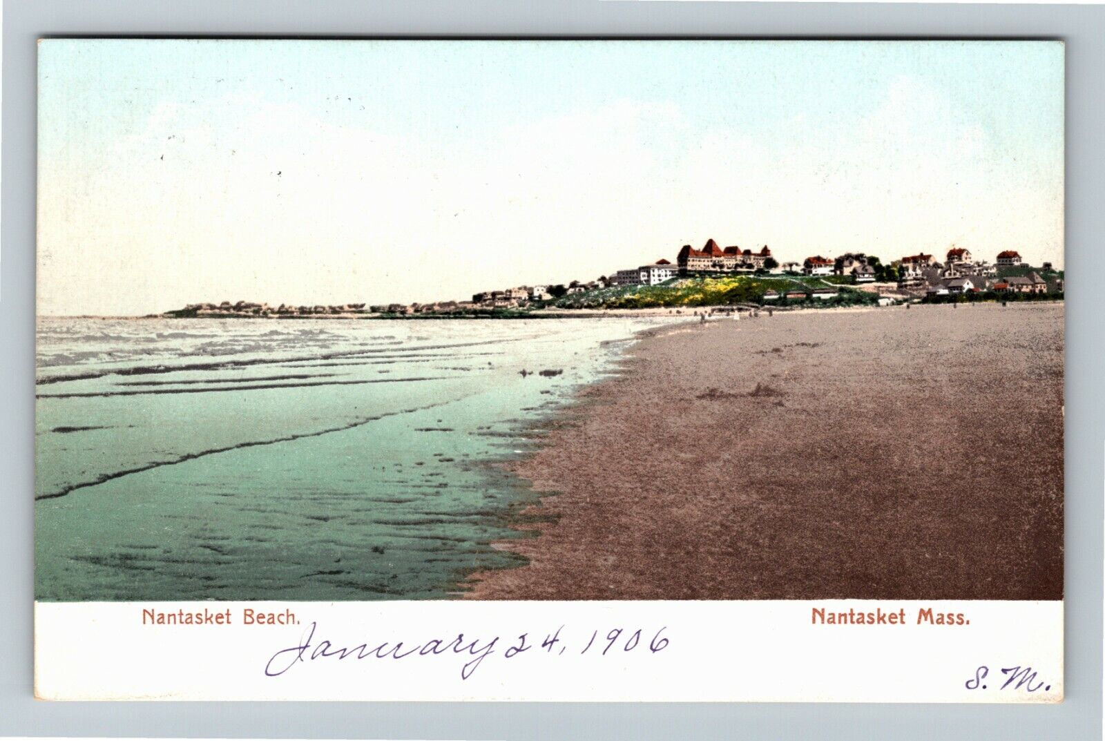 Nantasket MA-Massachusetts, Early View Beach Shorefront, c1906 Vintage Postcard