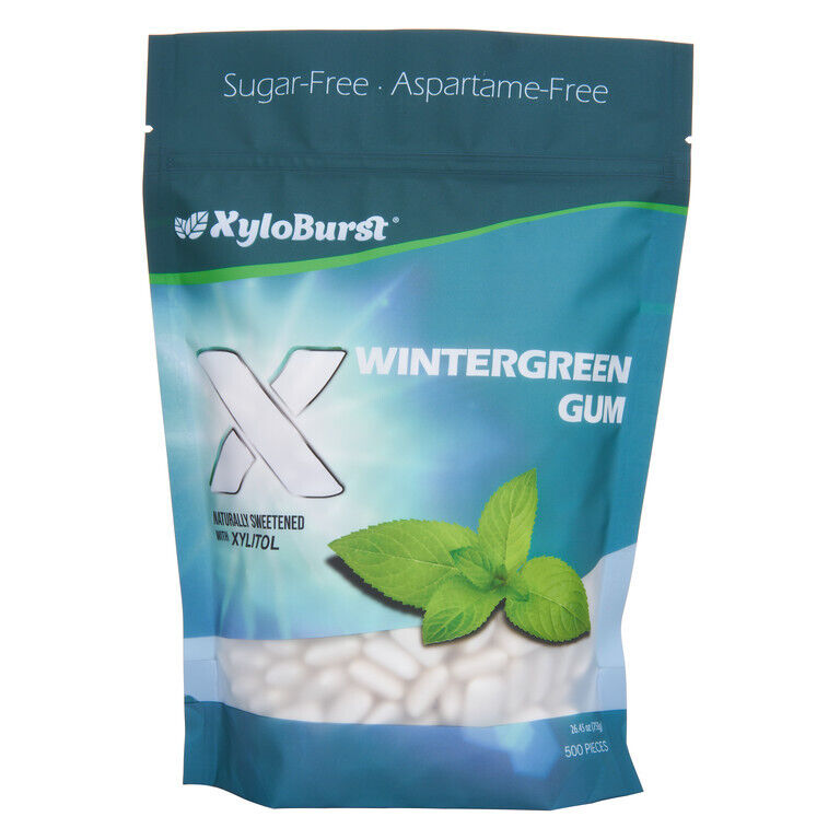 XyloBurst All Natural Aspartame Free Wintergreen Xylitol Gum 500 Count Bag