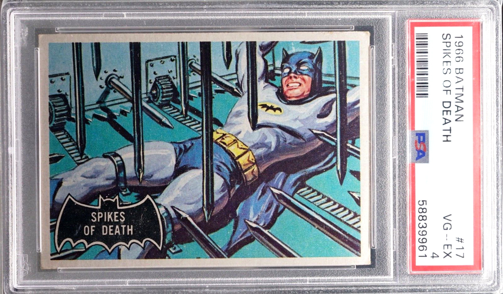 Vintage 1966 Topps Batman Trading Card #52 Spikes of Death PSA 4