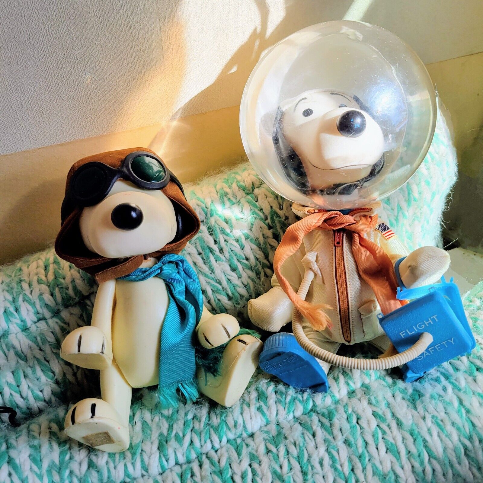 Vintage LOT Two 1960s Snoopy Figures, Astronaut AND Aviation Snoopy AND Car