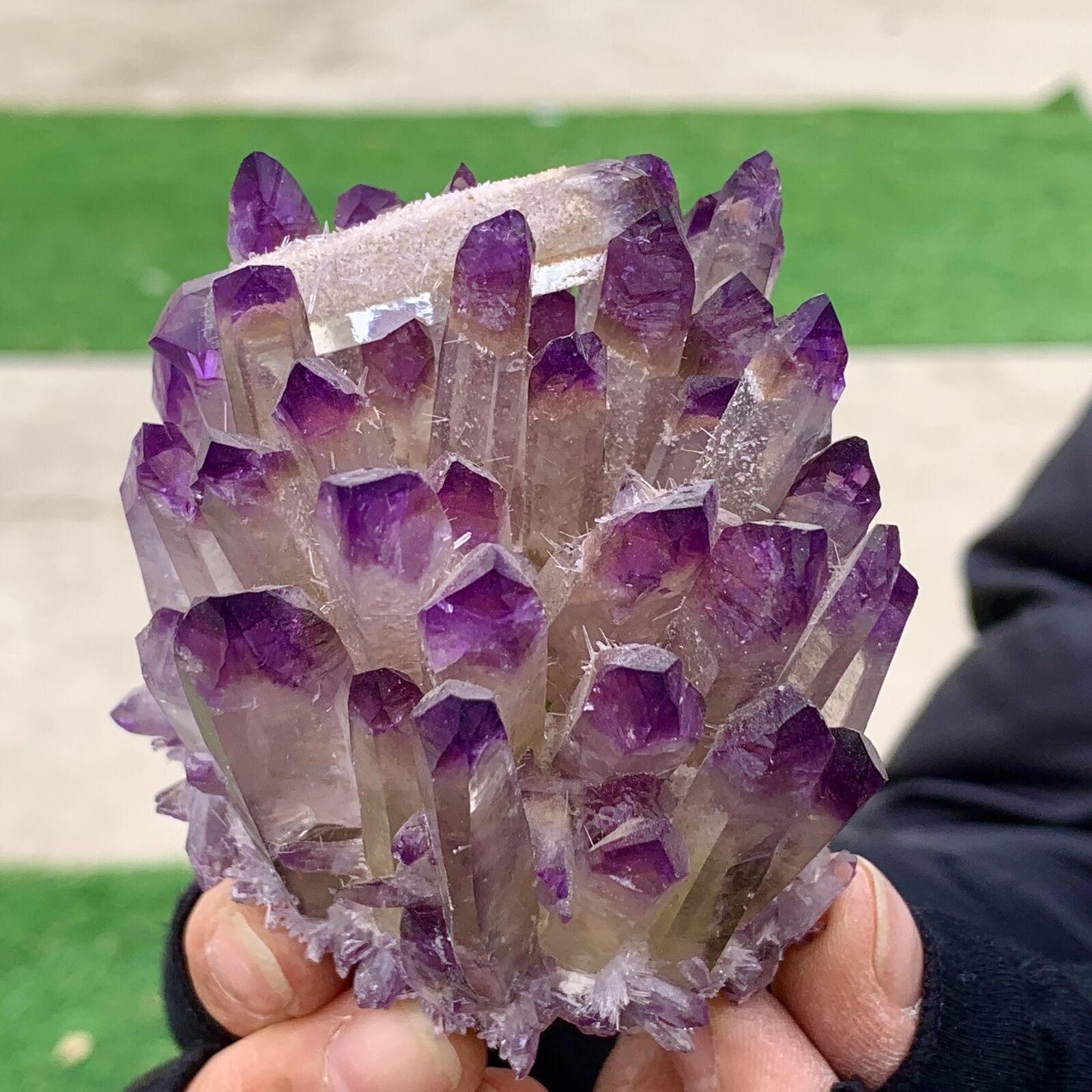 347G New Find  purple PhantomQuartz Crystal Cluster MineralSpecimen