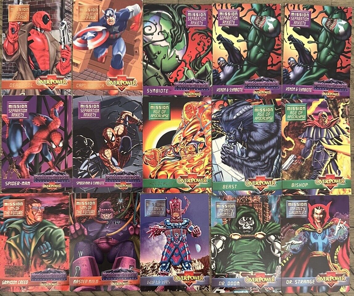 Lot Of 34 Rare 1995 Marvel Overpower Mission Cards Feat Spider-Man X-Men More