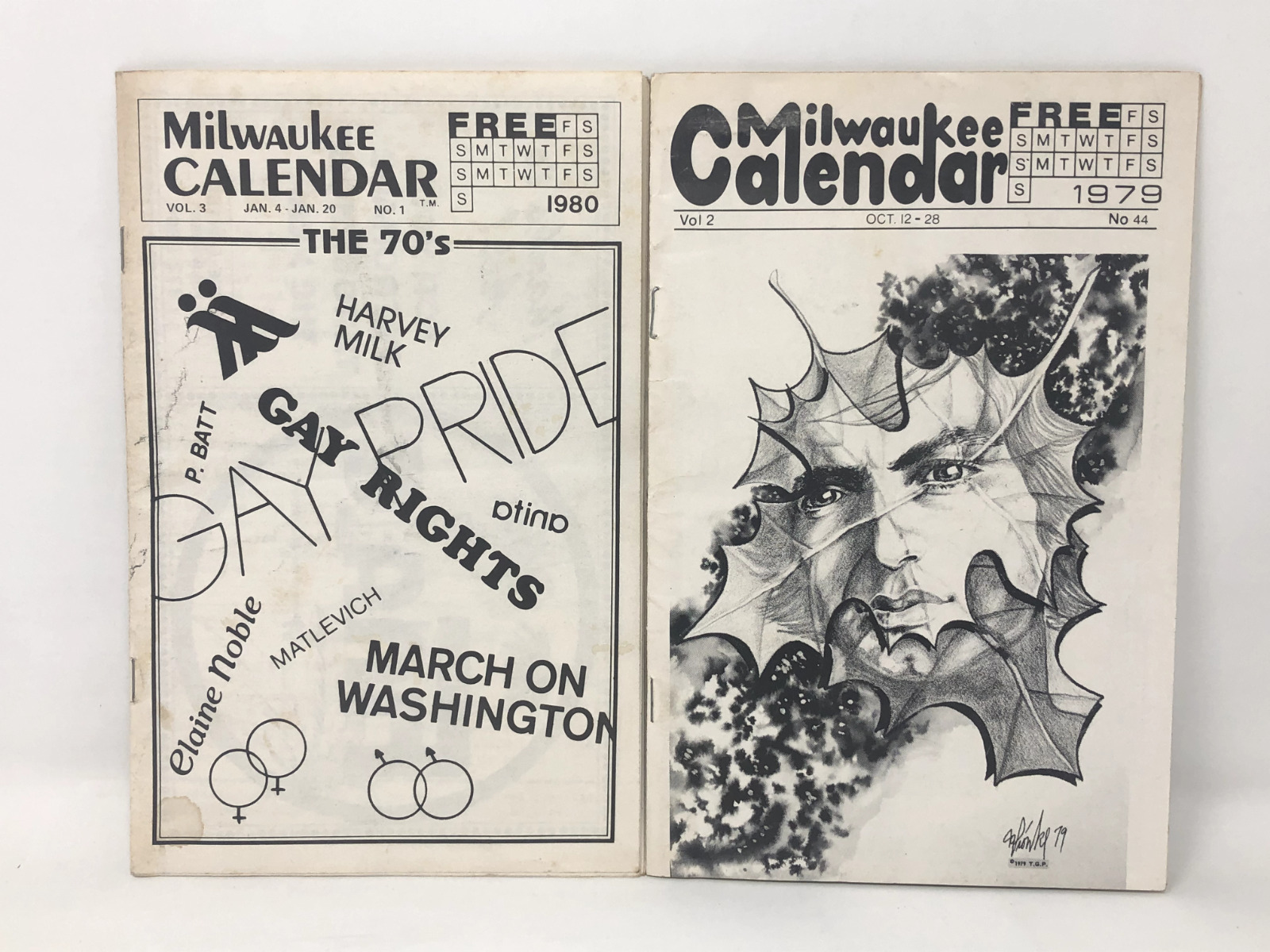 Milwaukee Calendar 1979+1980 Harvey Milk Elaine Noble Original Newsletters Gay