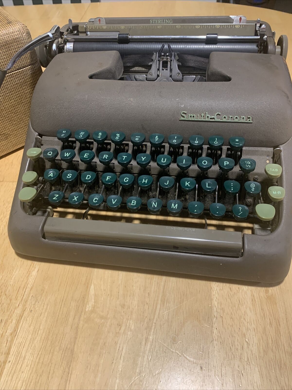 Vintage Smith Corona Sterling Green Key Portable Floating Shift Typewriter Works