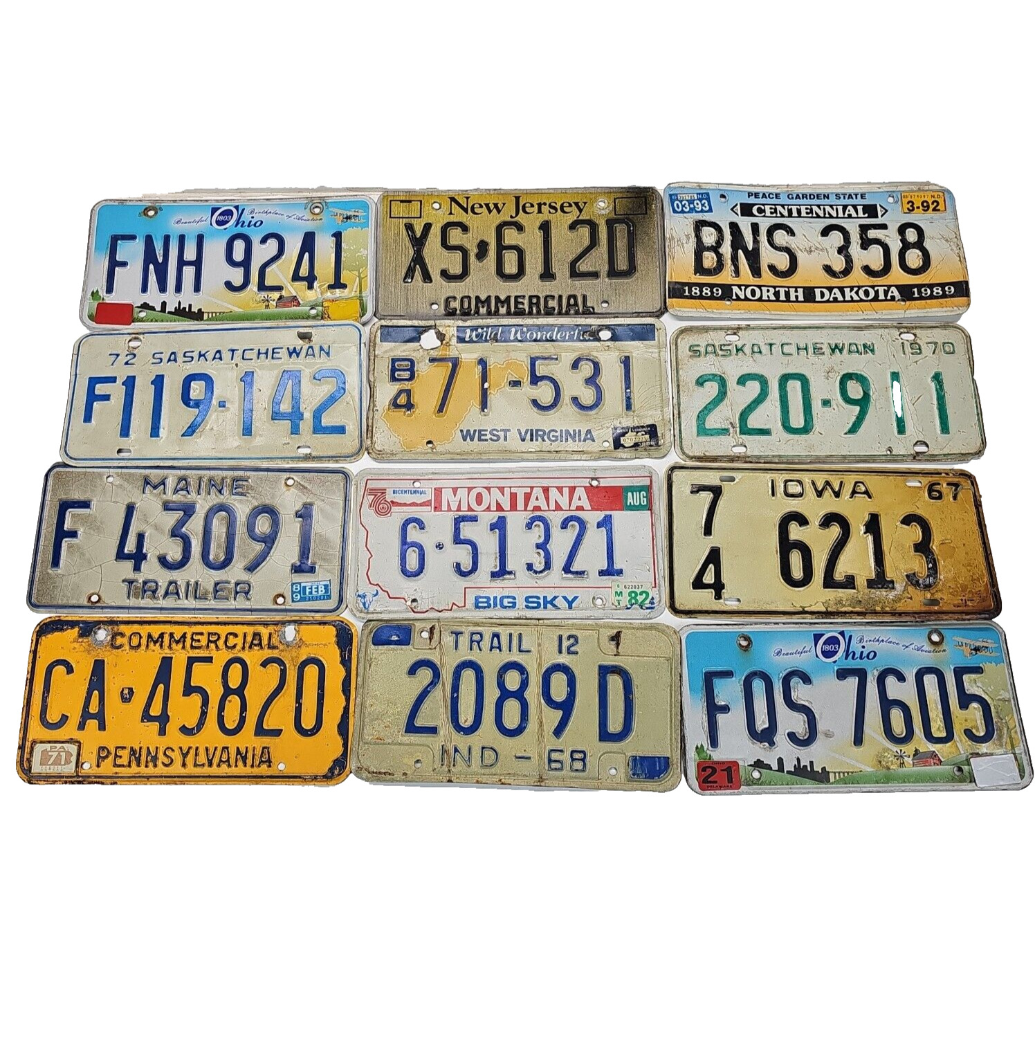 License Plates USA Number Plate Vintage Colorful Tag Mancave Wall Lot of 12 Set4