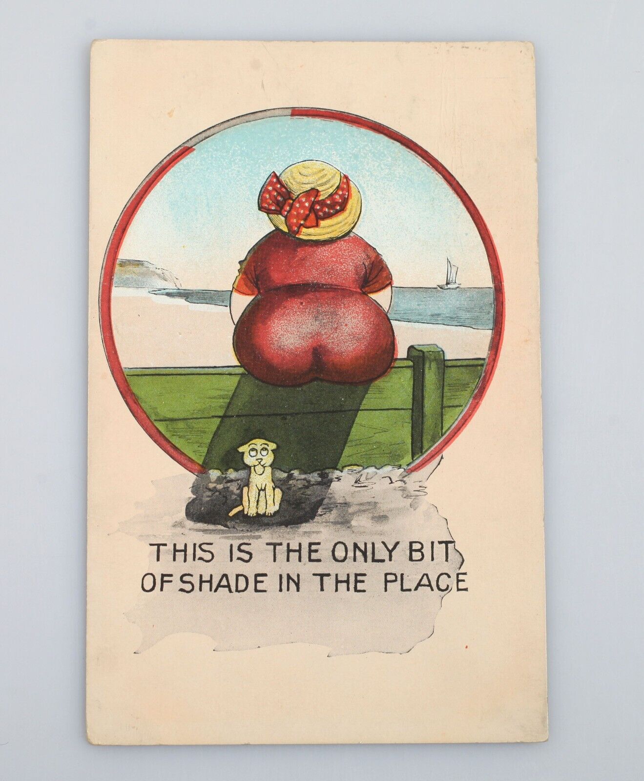 Vintage Postcard Obesity Fat Big Butt is the Only Bit of Shade In The Place