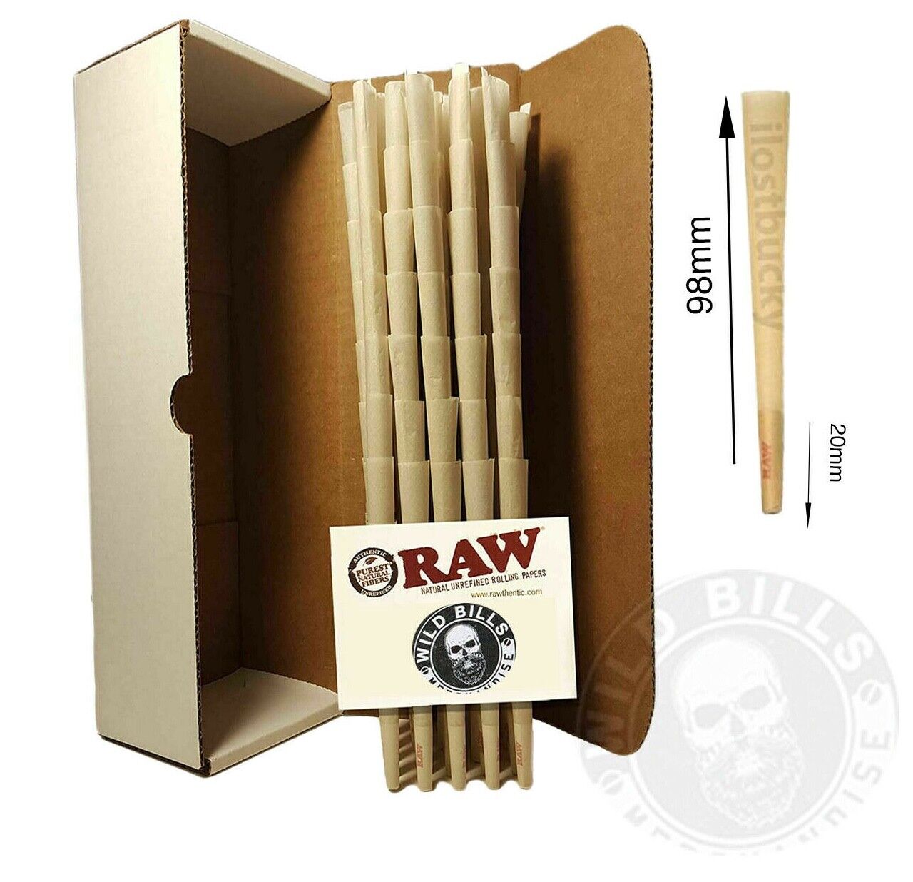 RAW Classic 98 special Size Pre-Rolled Cones (100 Pack)