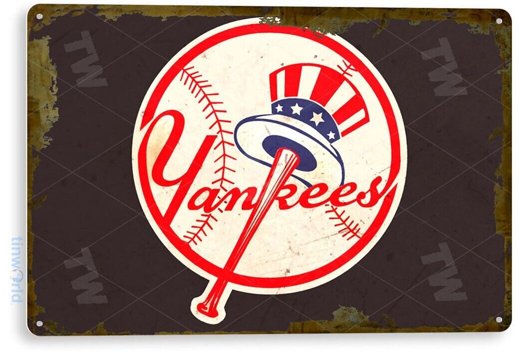 TIN SIGN New York Yankees Retro Metal Décor Stadium Baseball Card Shop A914