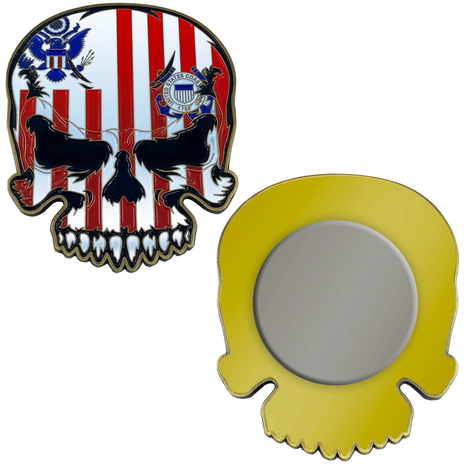 EL6-016 US Coast Guard Flag strong magnet Coastie Skull Challenge Coin for refri