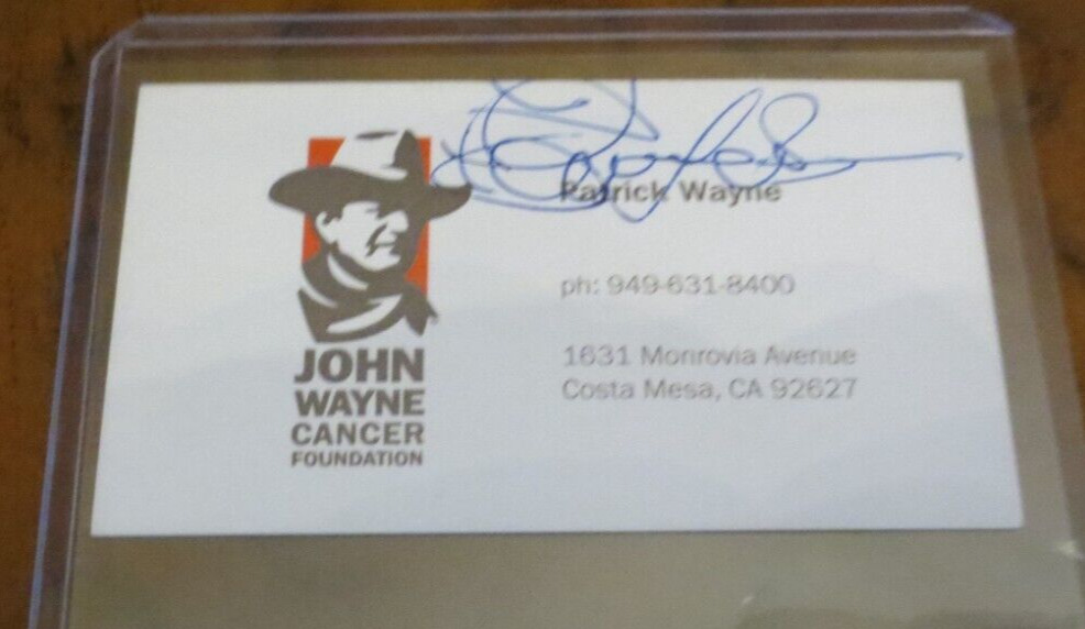 Patrick Wayne actor son of John Wayne signed autographed business card old logo
