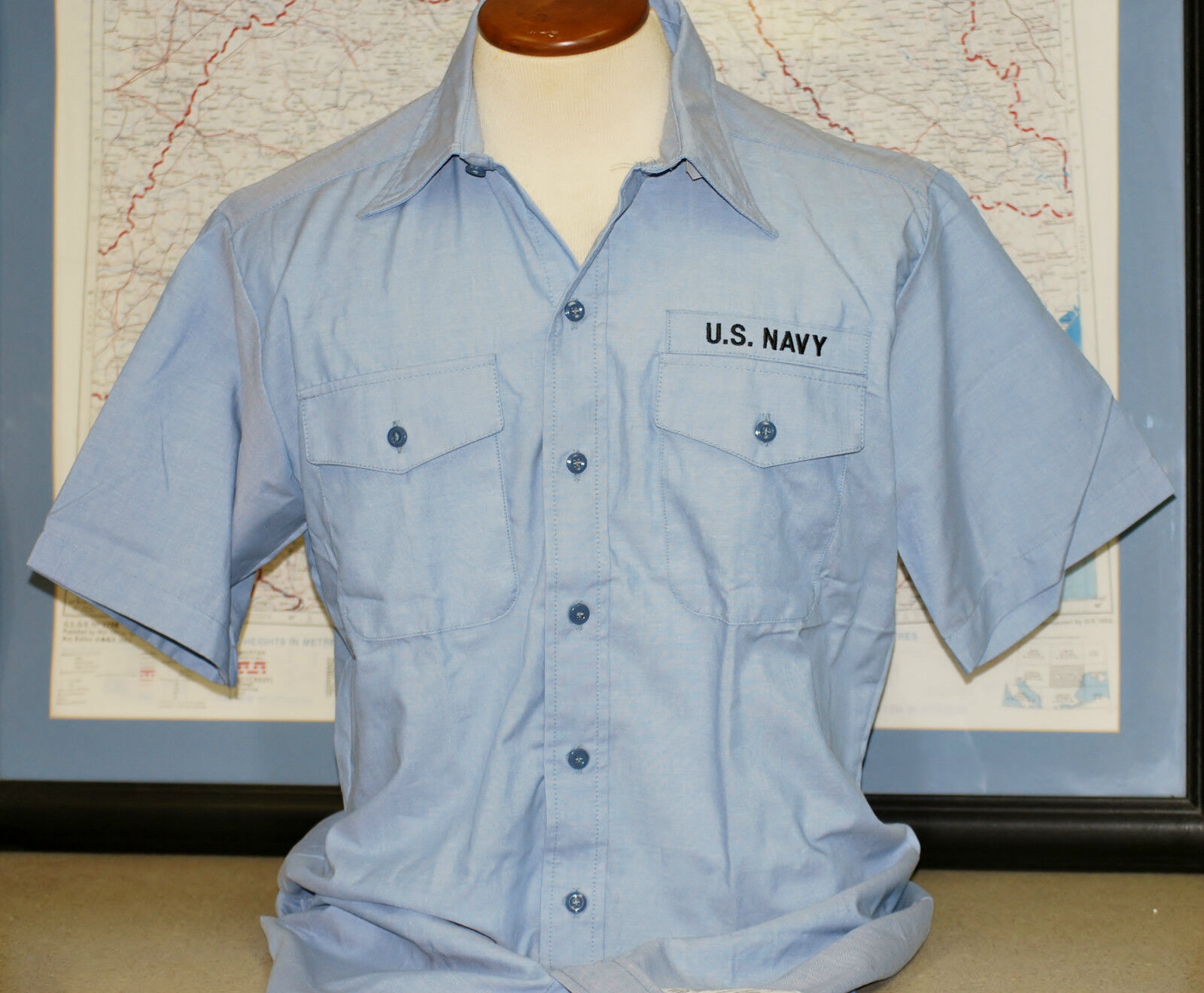 US Navy Short Sleeve Chambray Work Shirt - New - X Large