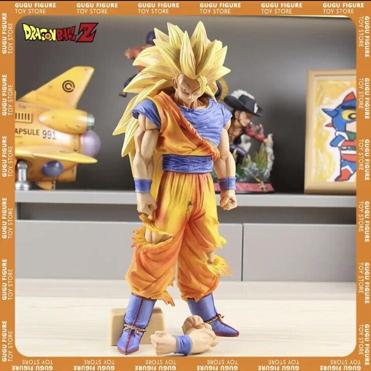 32cm Dragon Ball Z Goku Anime Figure PVG SSJ3 DBZ Super Saiyan 3 Statue Model...