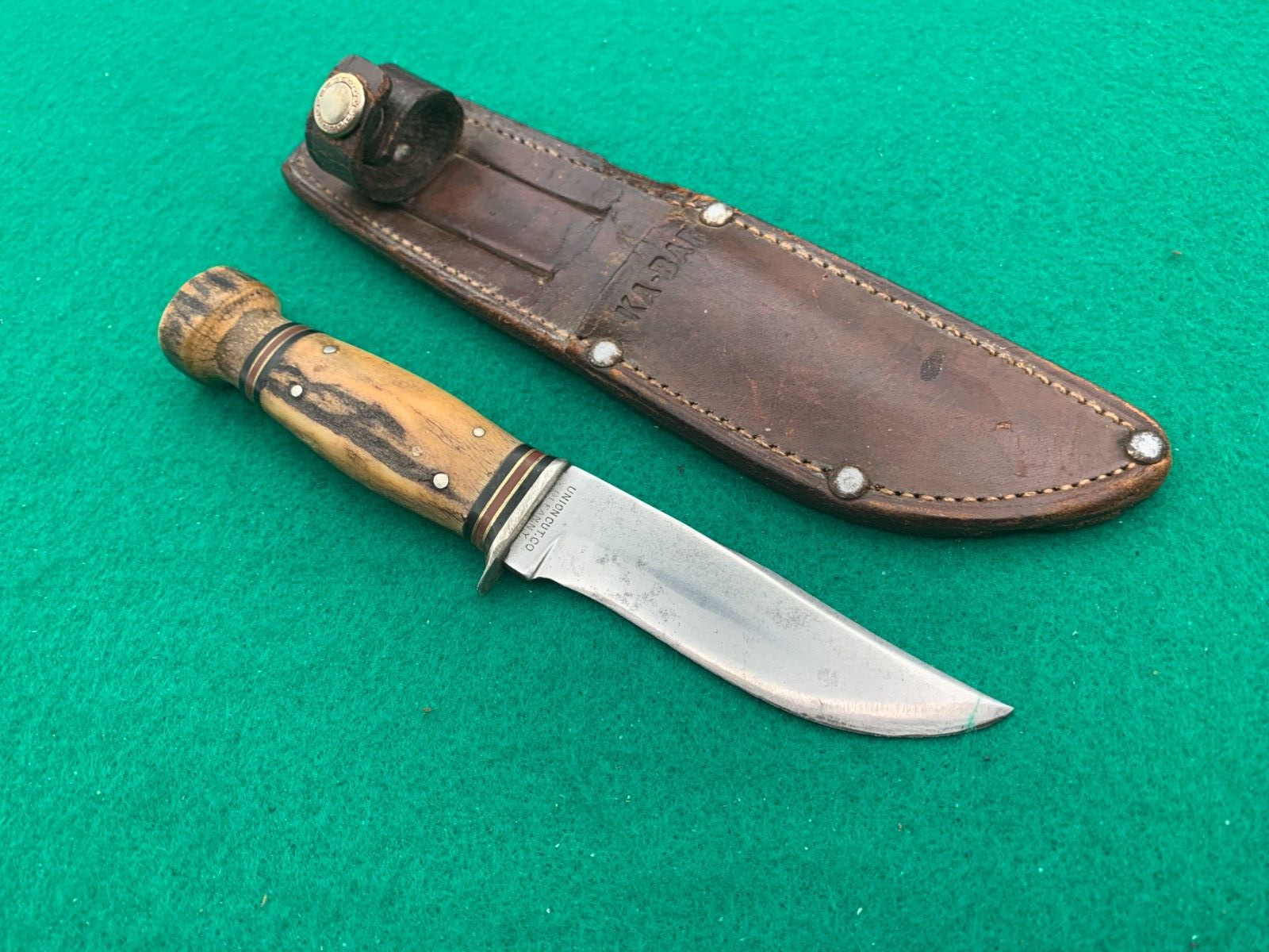 💯KABAR (SHORTY) STAG LITTLE HUNTER 1923, 80-100 YRS UNION CUT STAG KNIFE