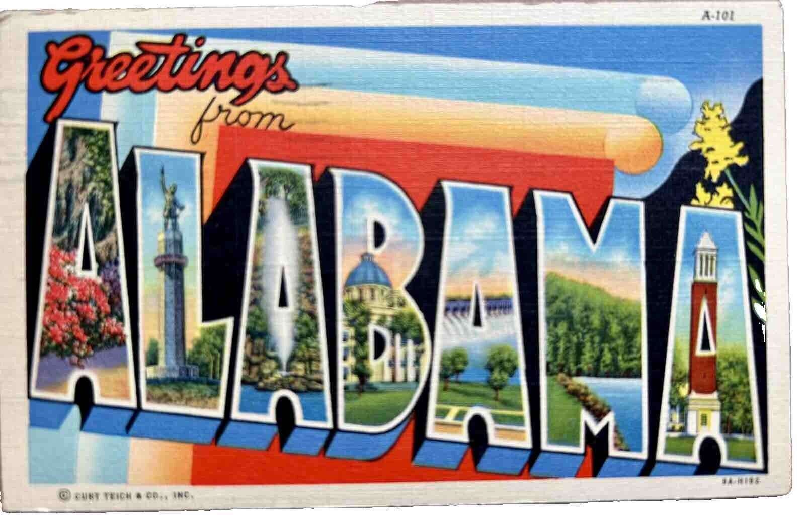Postcard Large Letter Greetings From Alabama Posted. 1950