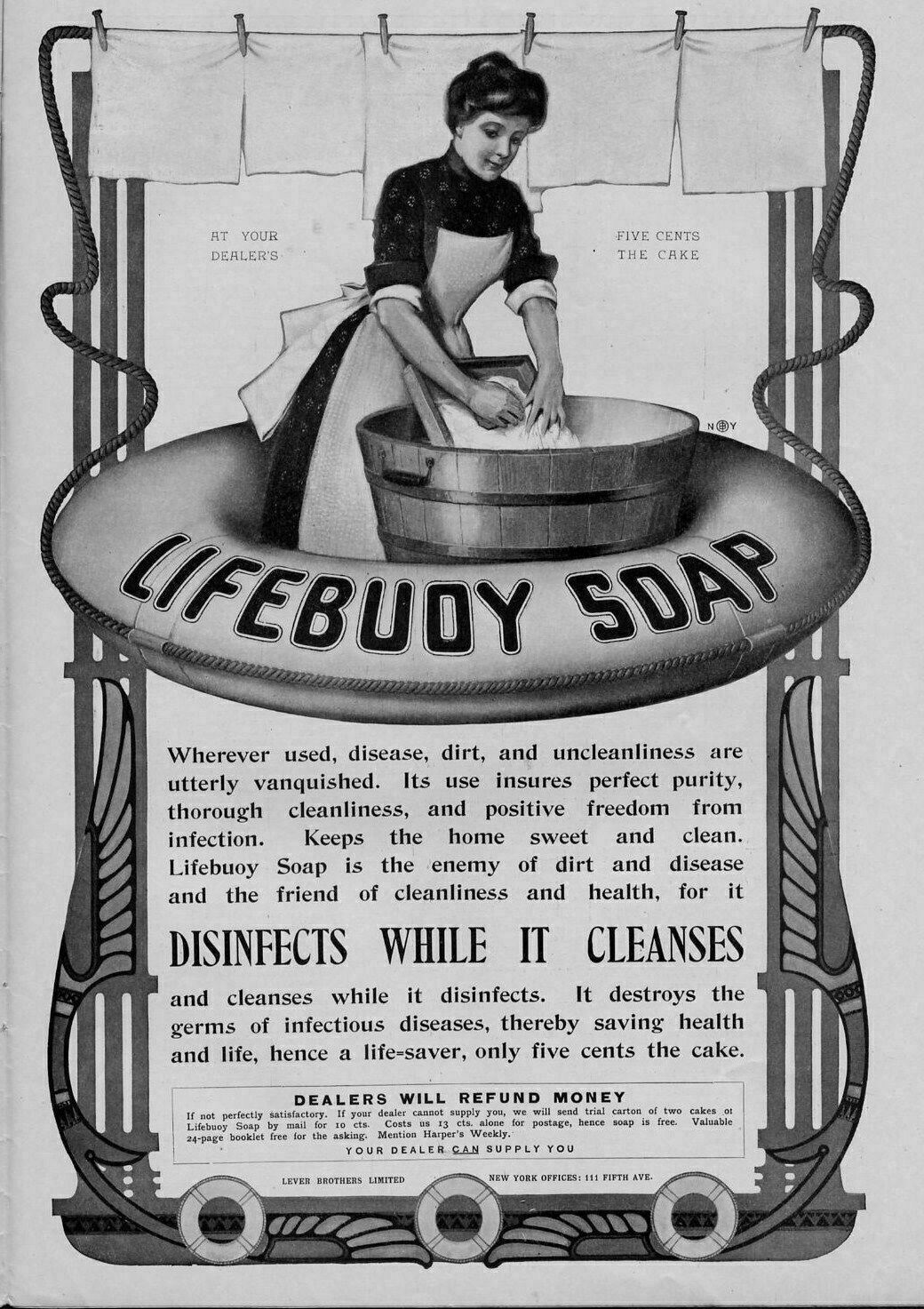 LIFEBUOY SOAP DISINFECTS WHILE IT CLEANSES DESTROYS INFECTIOUS DISEASE GERMS