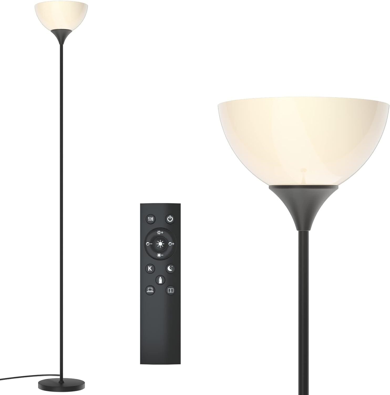 PESRAE Floor Lamp, Remote Control with Stpeless Color Matte Black 