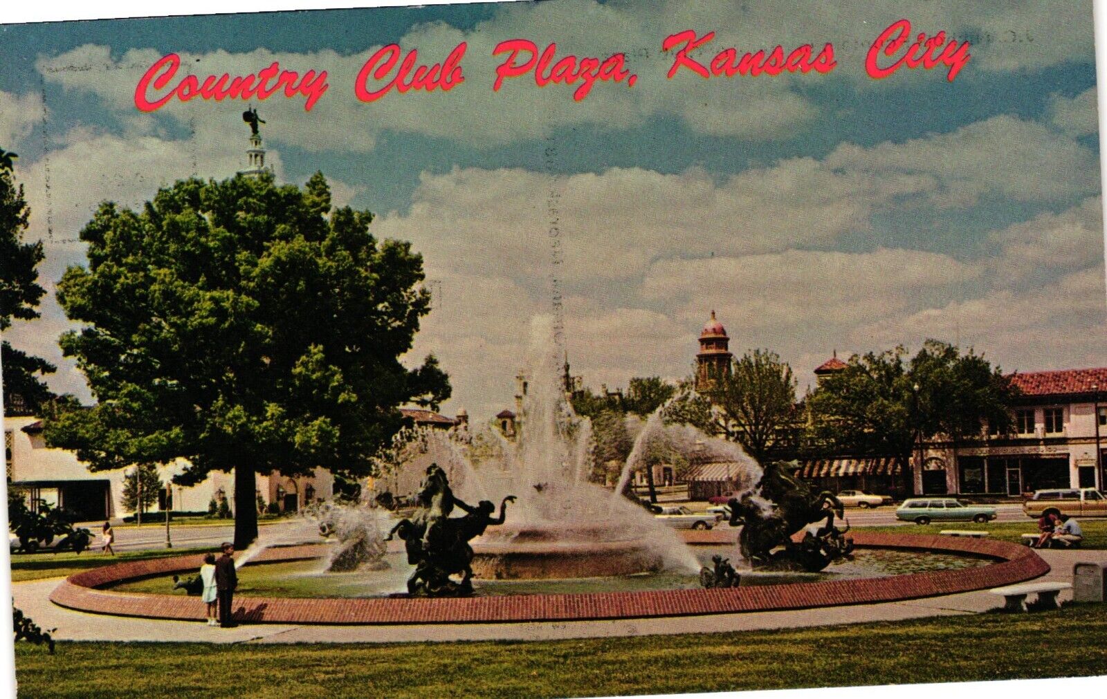 JC Nichols Fountain Country Club Plaza Kansas City Vintage Postcard Un-Posted