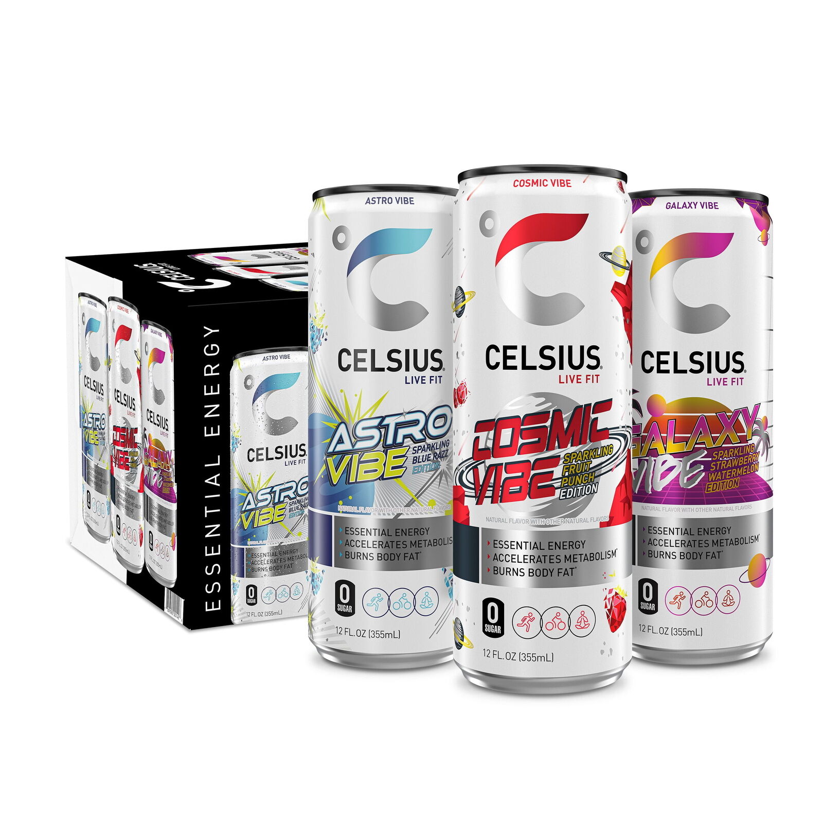 CELSIUS Sparkling Space Variety Pack, Functional Essential Energy Drink 12 fl oz