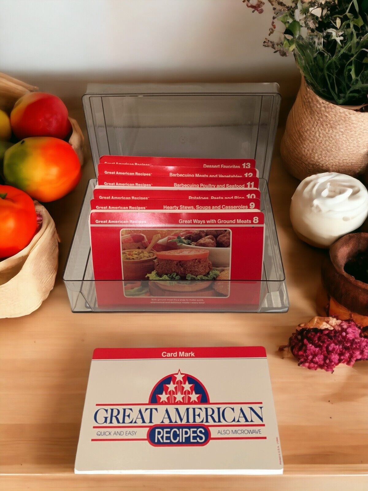 Vintage 1988 Great American Recipe Cards, Plastic Case Series # 8-13