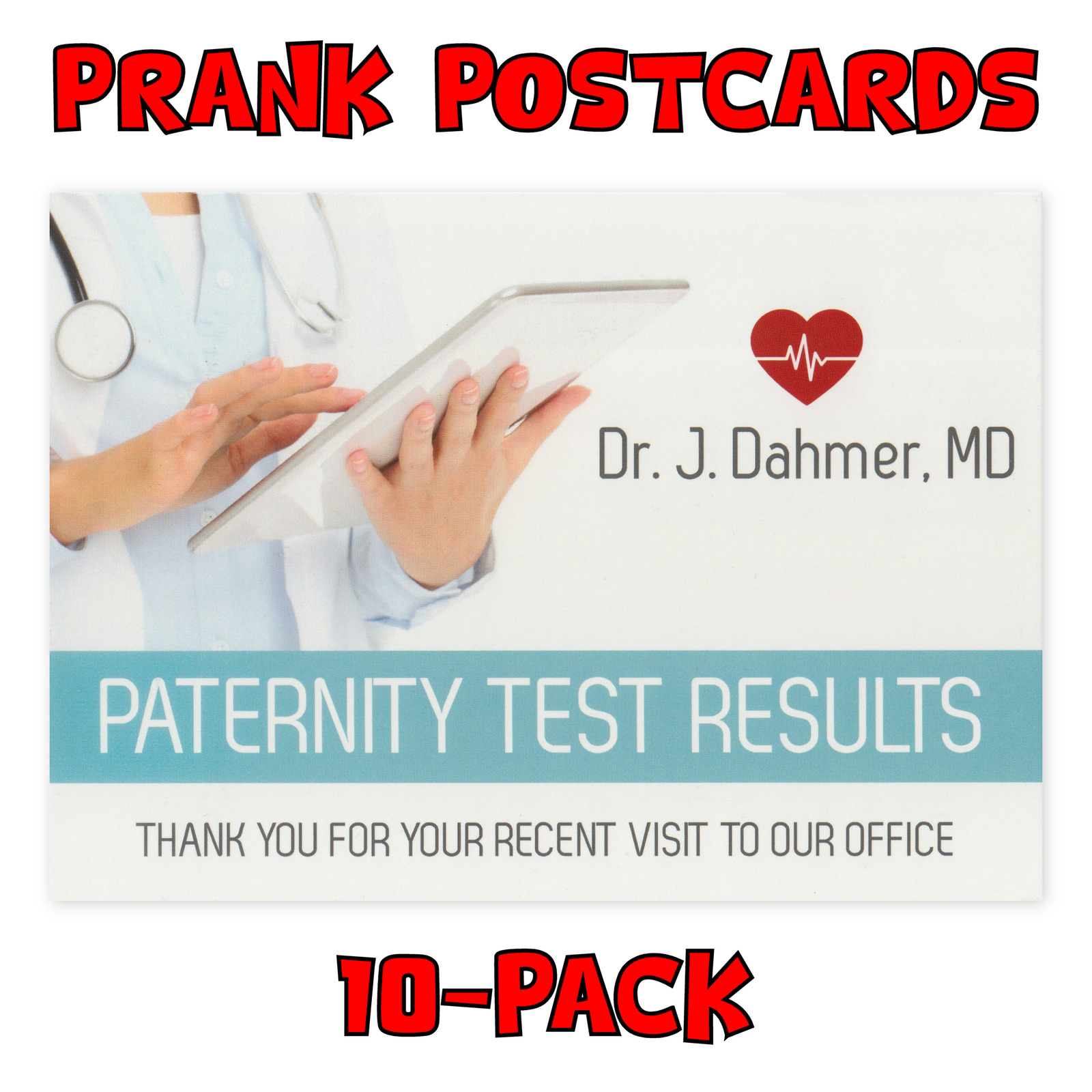 10-Pack Prank Postcards - Paternity Test Results - Send Them To Victims Yourself