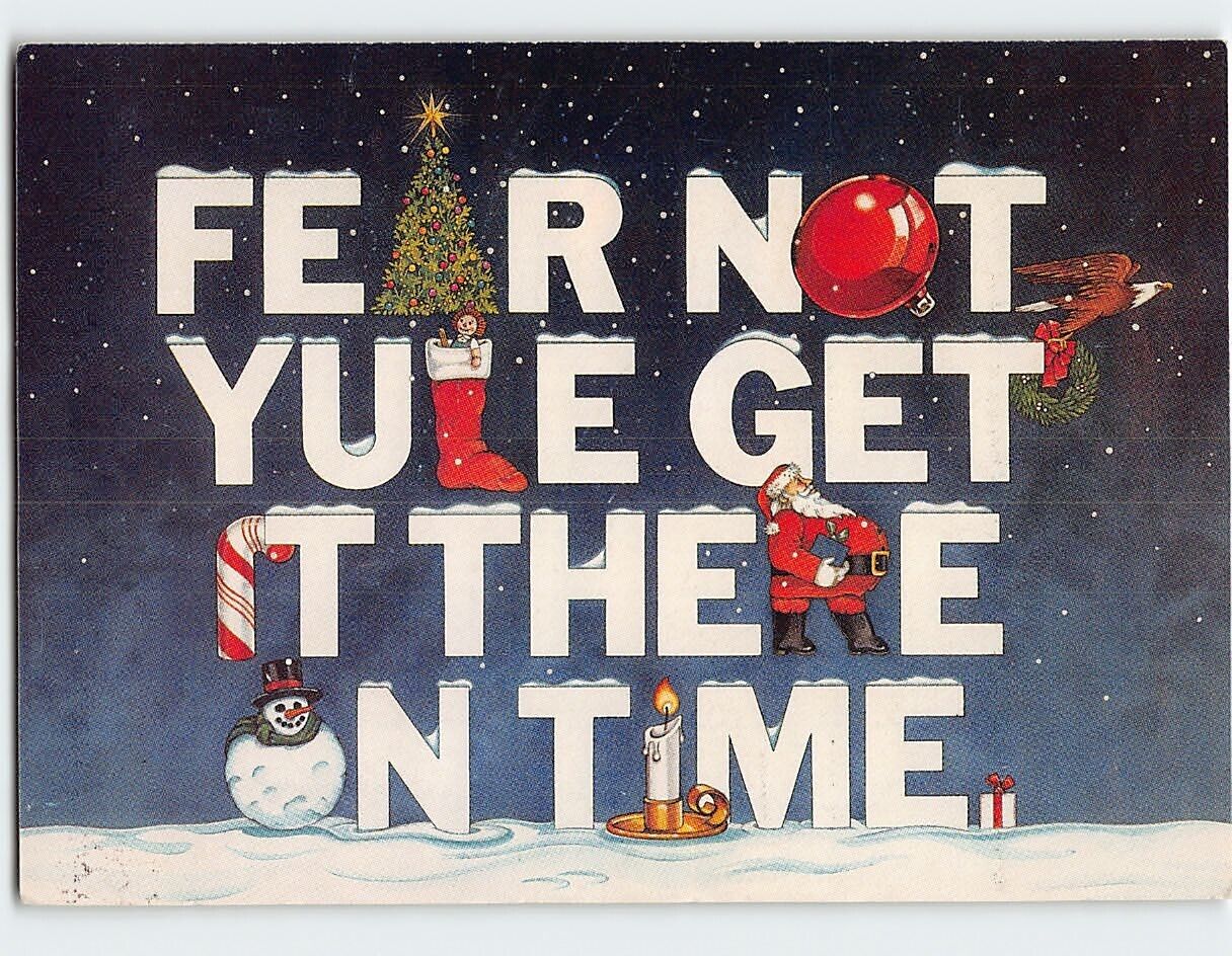 Postcard Fear Not Yule Get It There On Time Unites States Postal Service