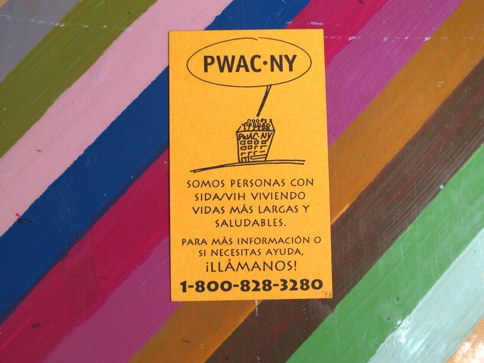 vtg gay lesbian ephemera - PWAC NY healthier lives card yellow
