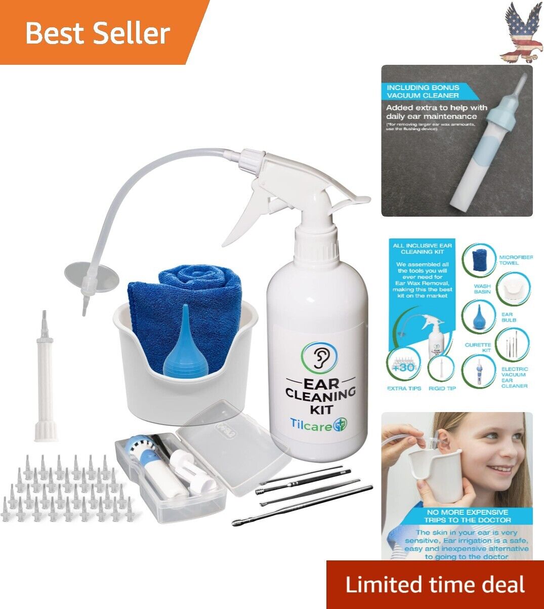 Complete Gentle Vacuum Ear Wax Removal Kit - Includes 30 Tips & Accessories
