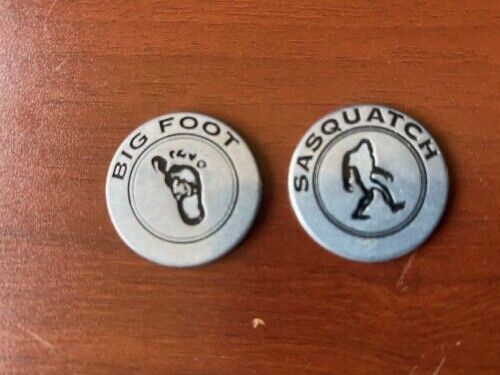 TWO Oregon * Big Foot  Sasquatch * NPS Type  Pewter Collector Token 