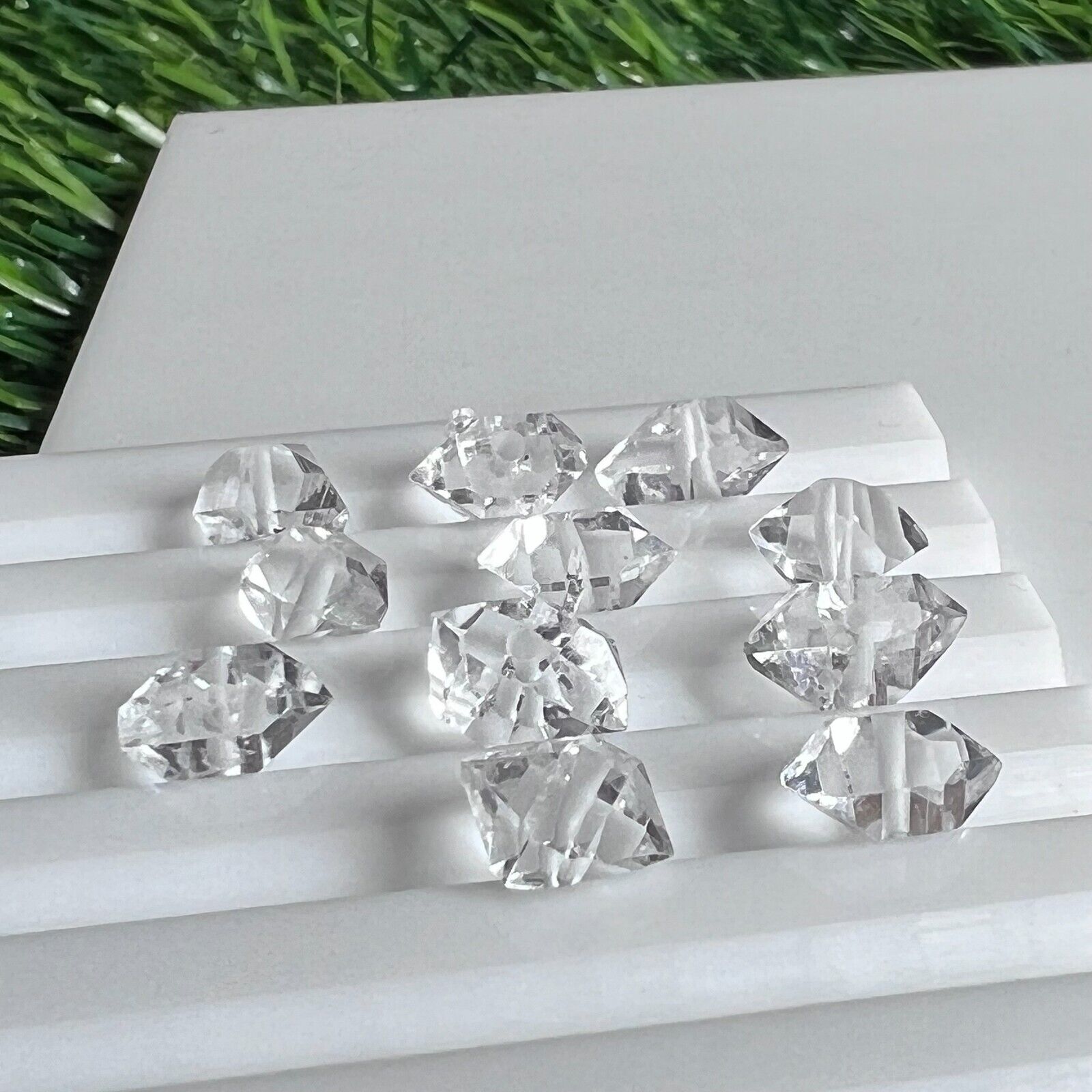6 pcs Drilled Herkimer diamond crystals 9-10mm