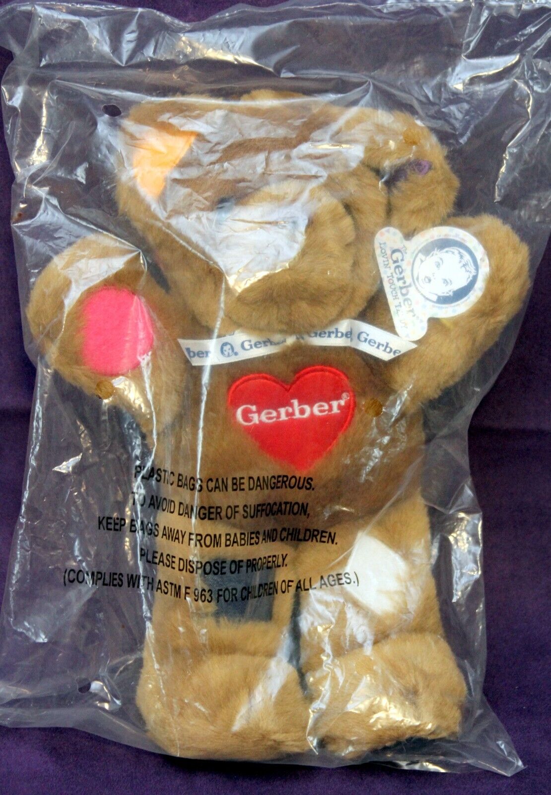Gerber Baby Plush Lovin\' Touch Teddy Bear Stuffed Animal Rattle 14\