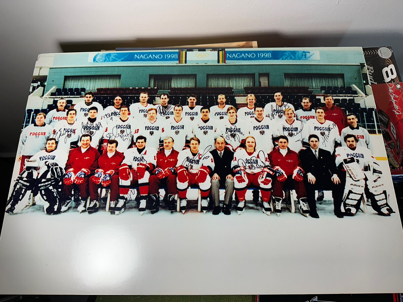 1998 NHL Russian Red Army Olympic Hockey Team Photo 24” X 36”  Autographs