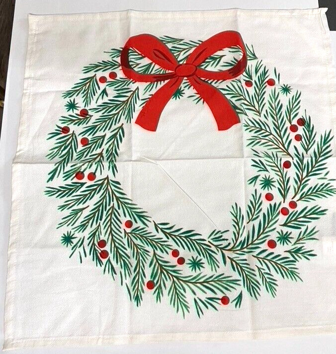 Vintage HALLMARK Linen Towel Christmas Poinsettia