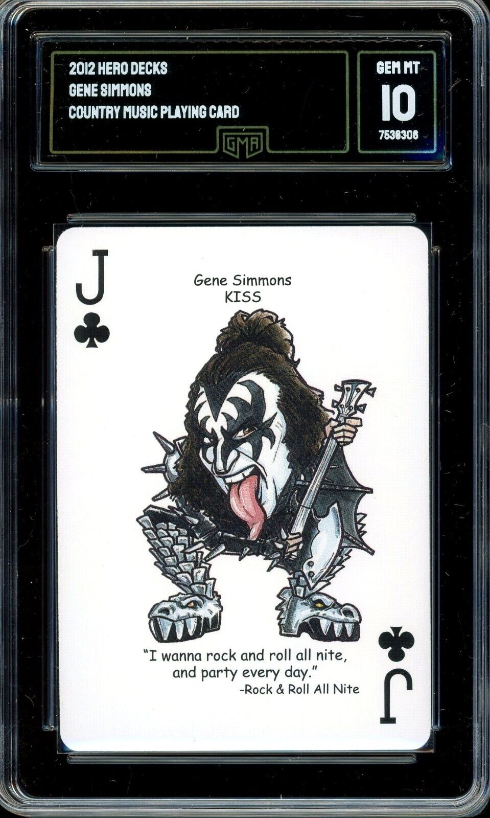 2012 Hero Decks Rock N\' Roll Playing Card ~ Gene Simmons KISS ~ GMA 10