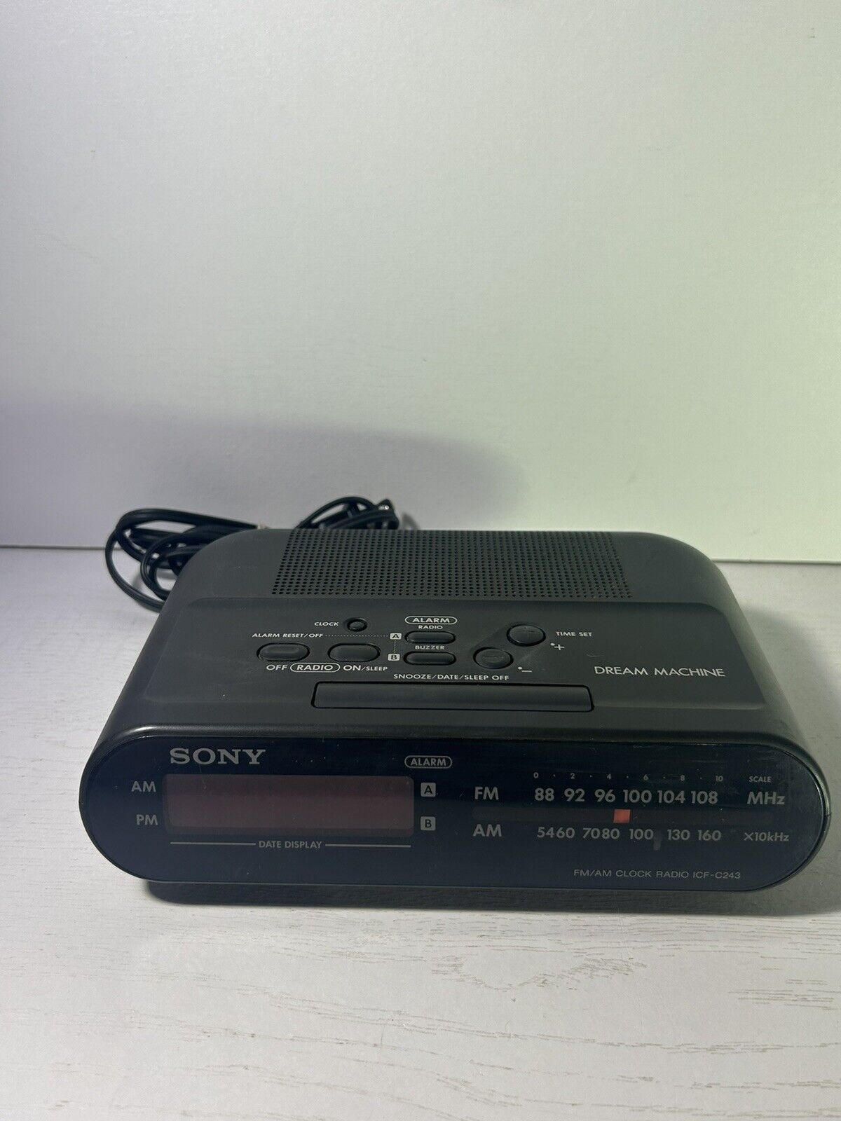 Sony Dream Machine ICF-C243 Black Alarm Clock-AM/FM-Corded/Backup Tested