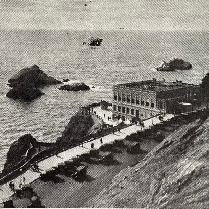 Postcard CA San Francisco Cliff House Restaurant & Seal Rocks Photo Print 1938