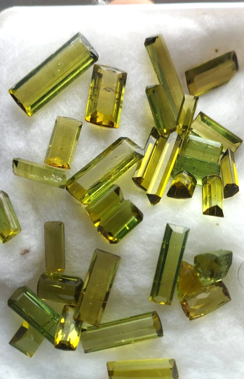 55 Ct Natural Green Tourmaline Faceted Gemstone Lot-32 Pieces Origin Afghanistan