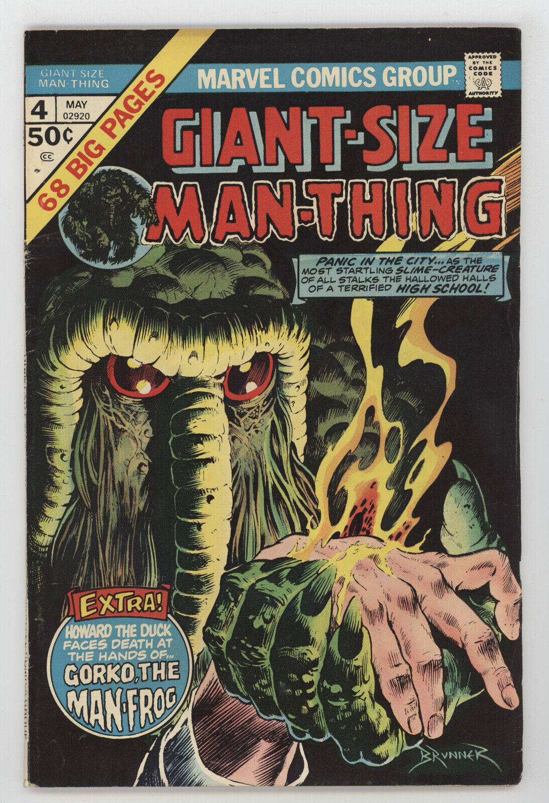 Giant Size Man-Thing 4 Marvel 1975 FN VF Frank Brunner 1st Howard The Duck Solo
