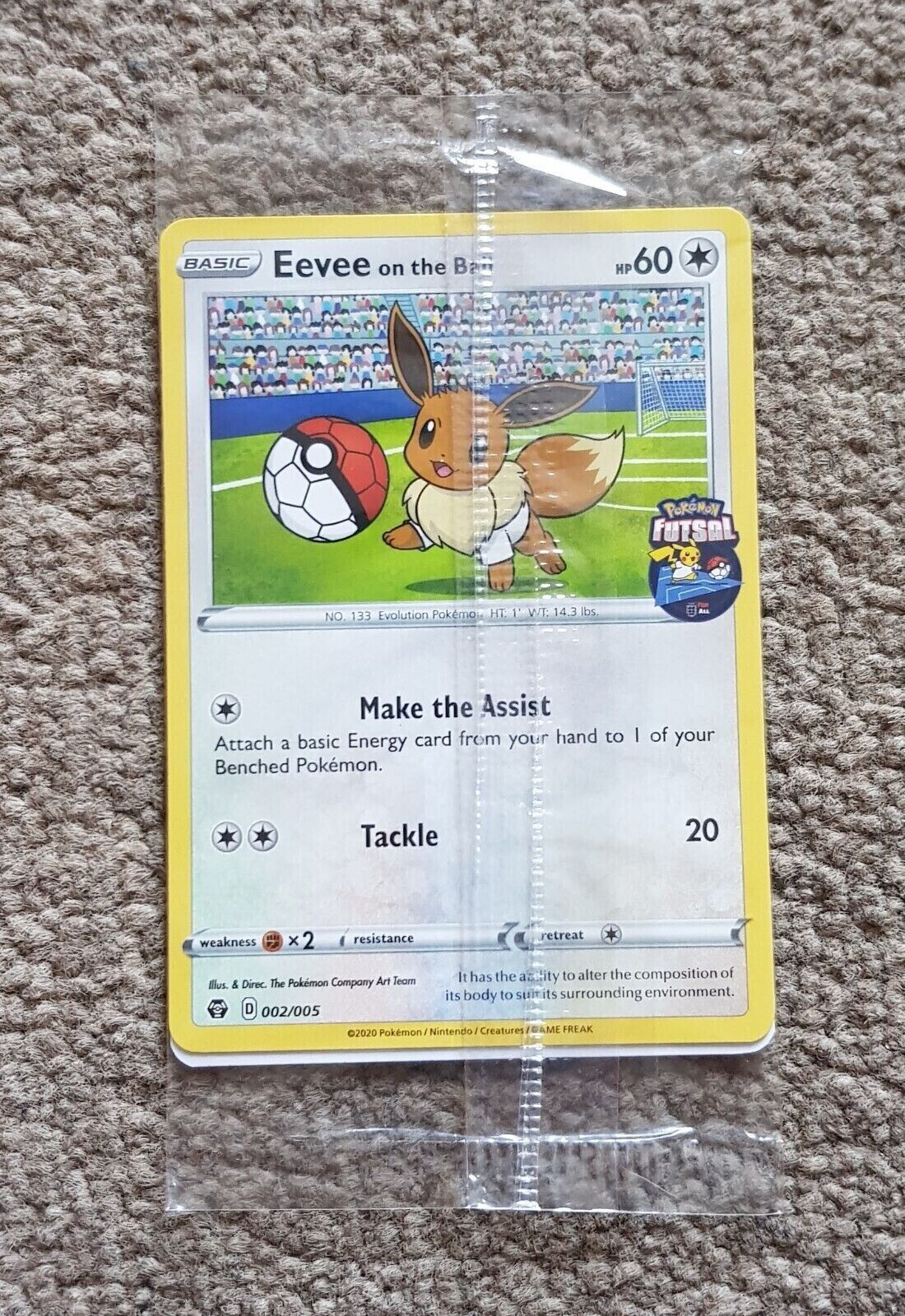 Eevee on the Ball 002/005 RARE NEW SEALED Pokemon Card Futsal Football