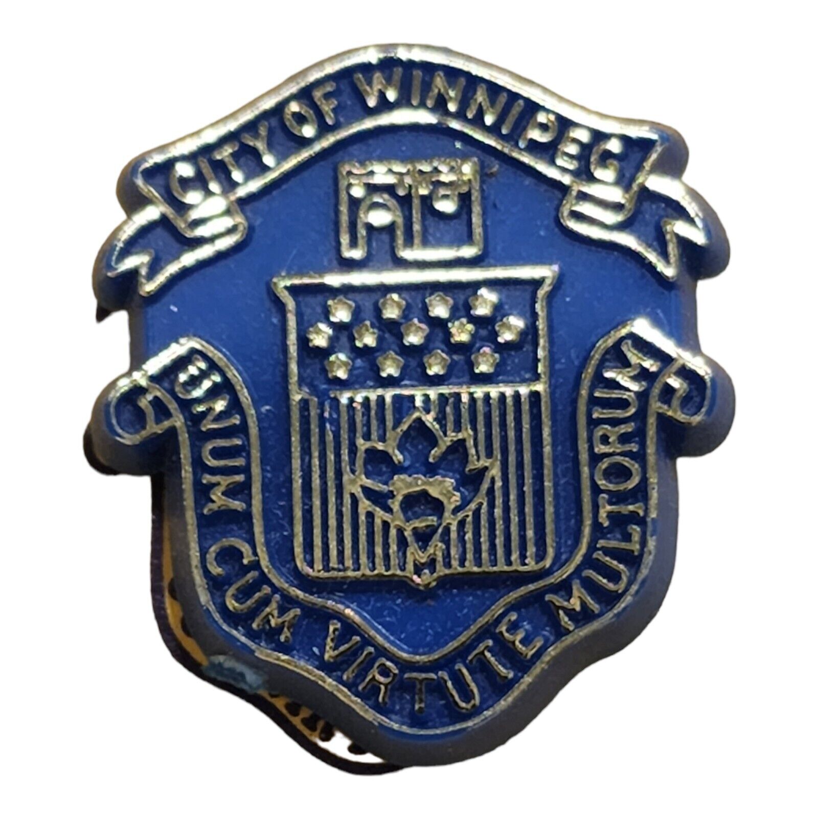Vintage Manitoba Canada Winnipeg City Crest Lapel Pin Canadian Souvenir Pinback