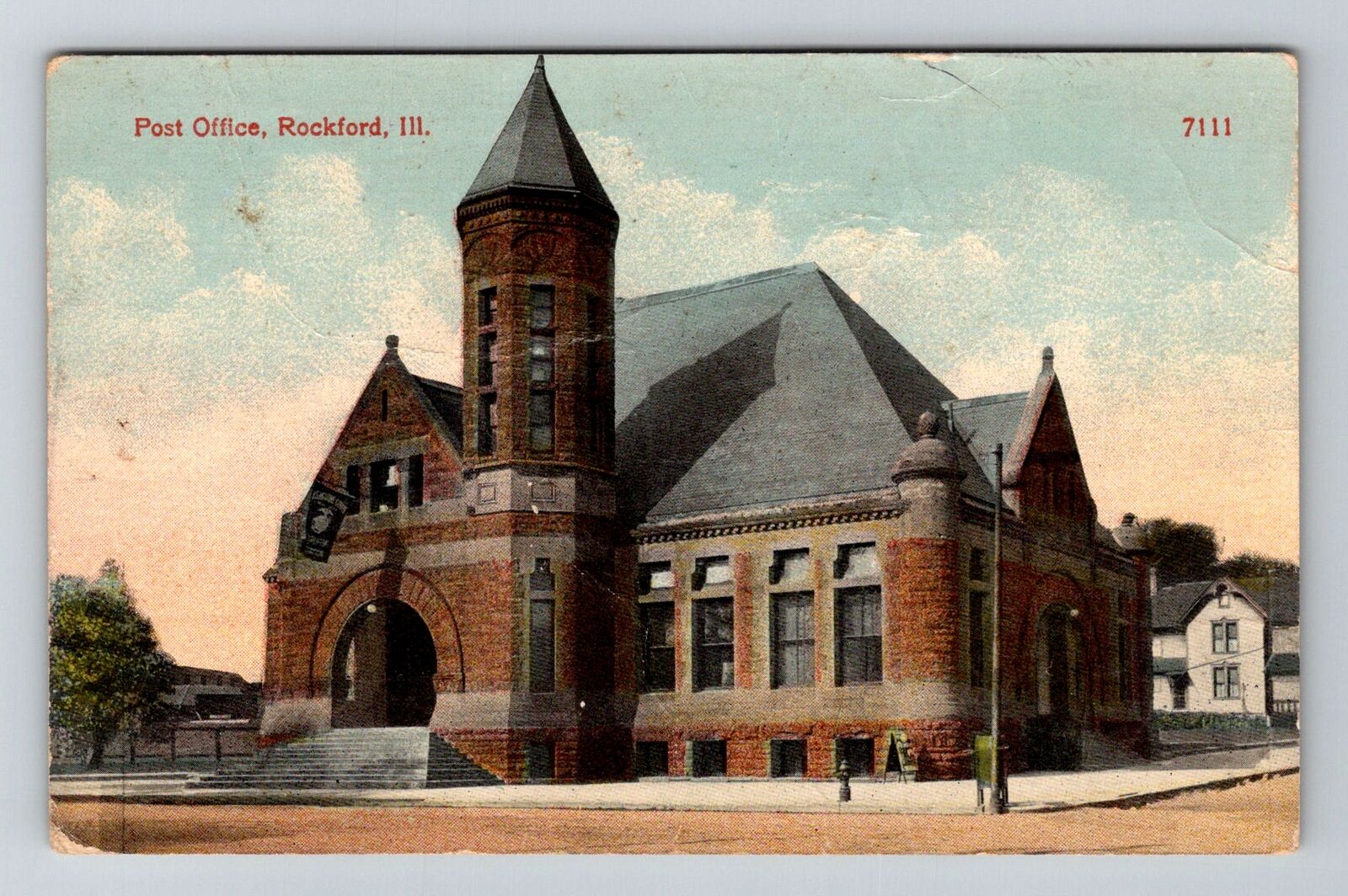 Rockford, IL-Illinois, Post Office Antique c1914, Vintage Souvenir Postcard