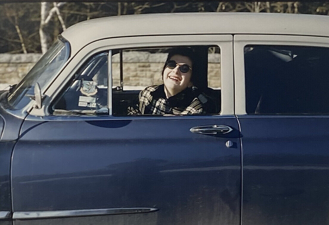Vintage Photo Slide 1960 Woman Driving Car Posed